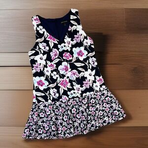 Banana Republic Dress Floral‎ Flounce Hem Sleeveless Cocktail Petite Women Sz 2
